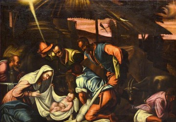 Jacopo Bassano Painting - Adoración de los pastores Jacopo Bassano dal Ponte